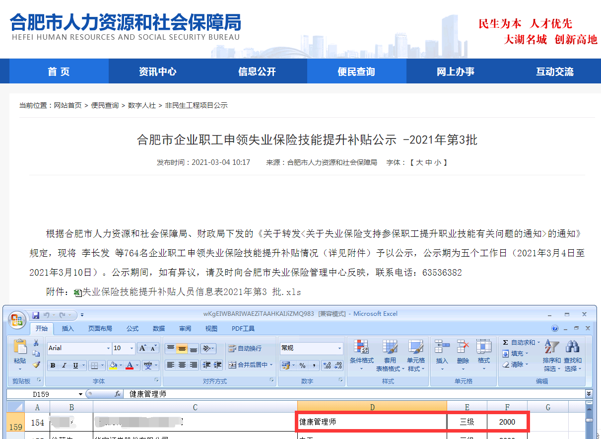 合肥2021年第3批健康管理師成功領(lǐng)取政府補(bǔ)貼2000元!你領(lǐng)取了嗎?